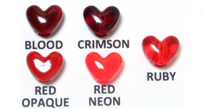 Red Heart Pony Beads Vertical Hole Red Heart Pony Beads Vertical Hole